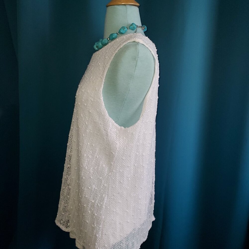 Alfani White Sleeveless Crochet Textured Knit Tank Top – Large - Picture 3 of 9